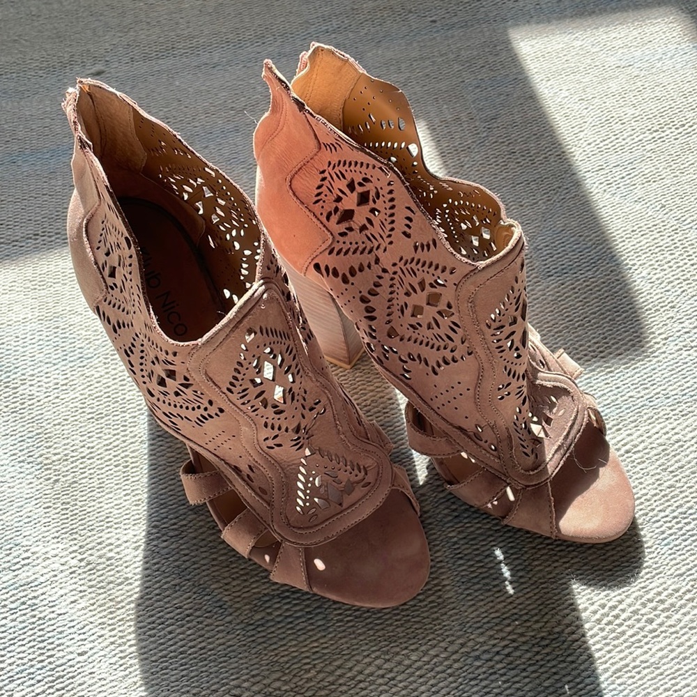 Anthropology Club Nico Booties.  Nude Suede.  Size 10.  Excellent condition.